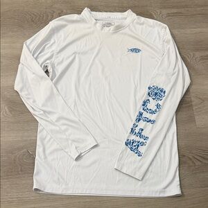 AFTCO White Long Sleeve with Blue Graphics